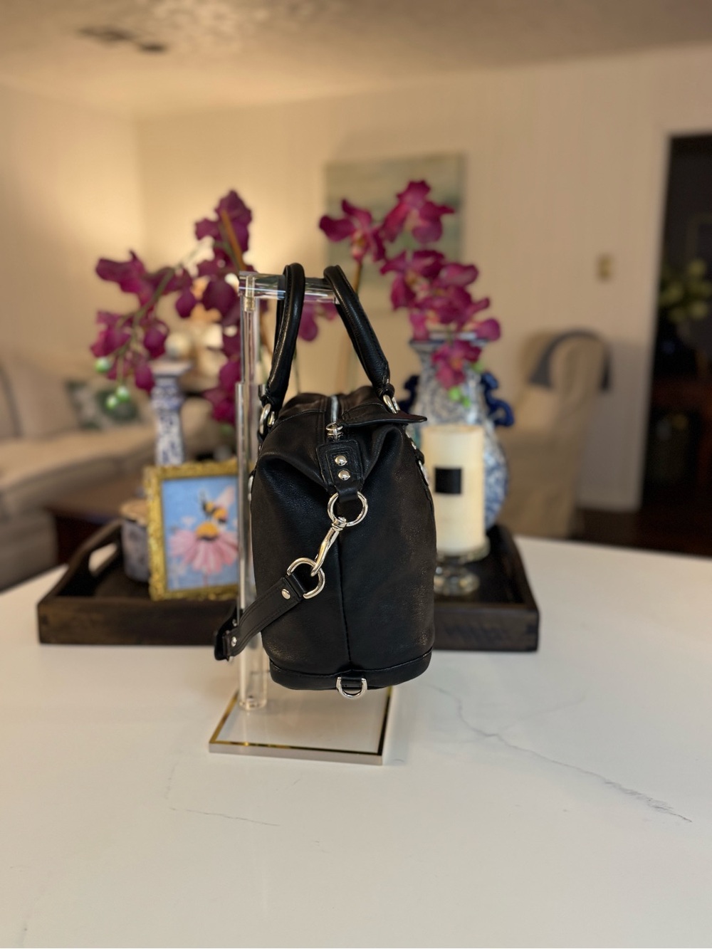 🖤💜 COACH ASHLEY BLACK LEATHER SATCHEL🖤💜 - Picture 4 of 12